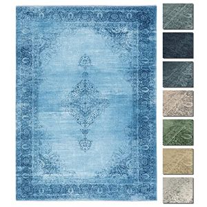 Vintage Tapis Couloir Jeans Bleu 155 X 225 cm, Tapis Berere Poils Courts Lavable, Tapis Ethnique