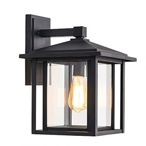 Wonderlamp - Applique murale extérieure Avenue, 1xE27, Max 60W, IP 23, Applique Vintage, forme de lanterne avec verre, Noir