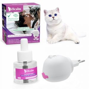 Diffuseur Felicalm ph&eacute;romones chat et chaton &ndash; Anti-stress 90 % efficace &ndash; Design sympa avec bouton On/Off rose