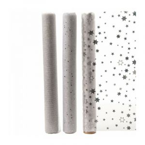 D&eacute;coris Chemin de table en organza transparent, 3 mod&egrave;les disponibles, 35 x 200 cms.