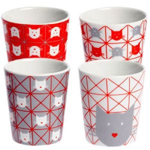 FOXTROT Set de 4 tasses expresso chats