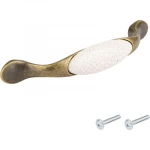 Cyclingcolors Poignée meuble vintage zamak finition laiton porcelaine céramique entraxe 96 mm
