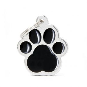 Image de Myfamily M&eacute;daille classic grande patte noire pour chien en acier