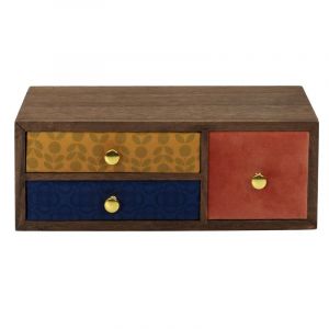 Petit rangement 3 tiroirs en velours coloré