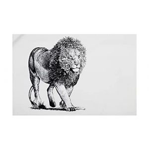 Image de Maxwell & Williams - Serviette de Table 100% Coton, Imprimé Fleuri de Lion d'Afrique, Collection Marini Ferlazzo, 50 x 70 cm - Noir et Blanc