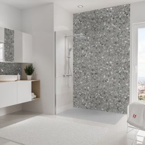 Schulte-ufer Panneau mural 150x255 cm, revêtement pour douche et salle de bains, placement facile, DécoDesign softtouch, ceppo di gré gris