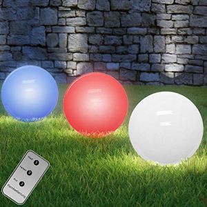 Monzana Lampe Solaire sph&eacute;rique LED - Changement de Couleur - T&eacute;l&eacute;commande - &oslash; 30cm - Allumage Automatique - Design Moderne - Lampe Boule
