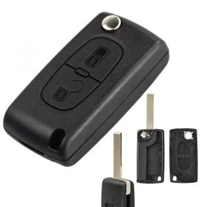 Coque Cl&eacute; Plip 2 Boutons Pour Peugeot 107/207/307/308 SW/407/807/3008/5008/Partner CE0523 Sans emplacement de pile Lame HU83