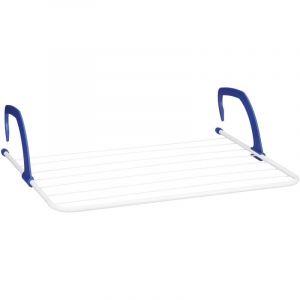 Relaxdays 10x Séchoirs suspendus, étendoir lessive à accrocher au radiateur et au balcon, support 4,8 m de longueur, blanc