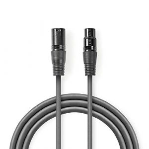 Nedis Cable adaptateur dmx xlr 3 broches male xlr 3 broches femelle nickele 100 m rond pvc gris fonce gaine en carton
