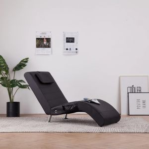 Image de VidaXL Chaise longue de massage avec coussin Marron Similicuir