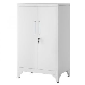 Songmics Caisson de Bureau, Placard Polyvalent, Armoire de Bureau à 2 Portes, Verrouillable, Meuble de Rangement en Acier, pour Bureau, Salon, Gris