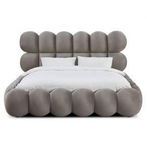 Image de Menzzo Lit-coffre design boule Bilbola avec sommier relevable 160x200cm Velours Gris