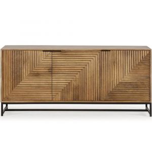 Buffet 3 portes en bois de manguier sculpté 170 cm