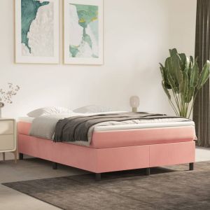 Image de VidaXL Sommier à ressorts de lit Rose 140x190 cm Velours Pink