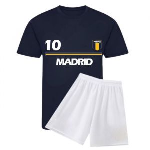 Ensemble Foot Enfant &ndash; Style Madrid &ndash; Tee-Shirt Bleu & Short Blanc