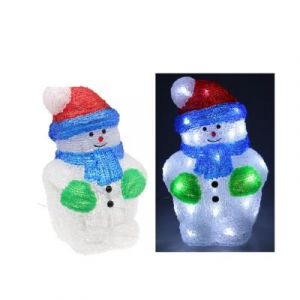 Fomax Bonhomme De Neige Lumineux En Acrylique Avec 30 Led Blancs - 18x16cm - Hauteur 27 Cm