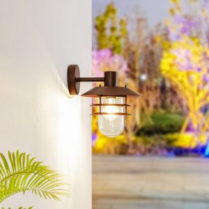 Applique Exterieur &agrave; intensit&eacute; variable 'Meliora' en m&eacute;tal - brun rouille, transparent