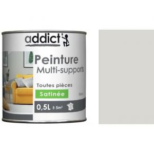 Peinture multi-supports satin 0.5 litre cendre Addict