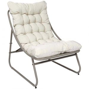 The home deco factory Fauteuil d&eacute;tente de jardin en m&eacute;tal Dolce vita beige