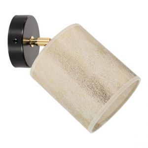 Ora Applique Métal Noir Métal Doré Abat-jour en Tissu Doré