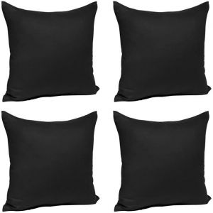 Woltu - 4 pi&egrave;ces Taies d'Oreillers en Coton, Housse d'oreiller avec Fermeture &eacute;clair, 30x30cm, Noir