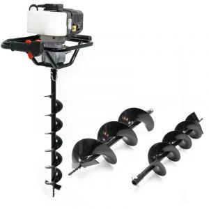 wiltec Kit Tarière thermique à essence – 530 x 370 x 320 mm – Moteur 2 temps 1,4 kW 1,9 cv – Cylindrée 52 cm³ – Perceuse sol Jardinage Aménagement