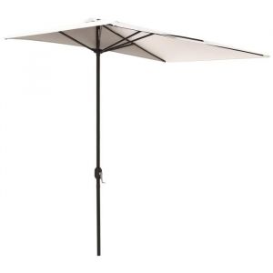 Outsunny Demi-parasol - avec manivelle - Anti-UV - Polyester - pour contre au mur, porche, balcon - cr&egrave;me