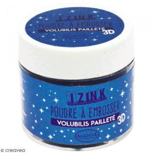 Aladine Poudre à embosser Izink 3D - Relief Volubilis bleu pailleté - 30 ml