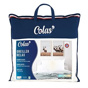 COLAS NORMAND - Oreiller Relax - Souple - 60x60cm - 100% Coton - CBD - Huile d'origine végétale Bio - Relaxation - Confort - Bien-être - Fabrication française Blanc