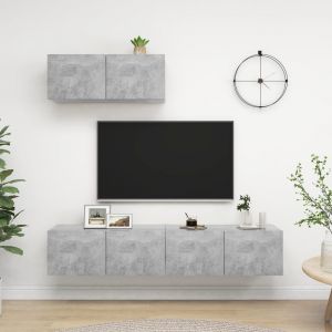 Image de VidaXL Meubles TV 3 pcs Gris b?ton Agglom?r?