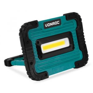 Vonroc - Projecteur de chantier 4V &ndash; 10W - 1000 Lumen &ndash; 2 positions de r&eacute;glage - 4h d'autonomie - C&acirc;ble de charge usb inclus