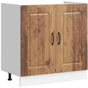 VidaXL Meuble bas pour évier Kalmar noir 80x46x81,5 cm bois ingénierie