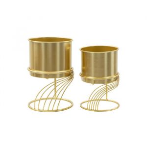 Lot de 2 cache-pots en métal doré Ø 23x35-20x30 cm