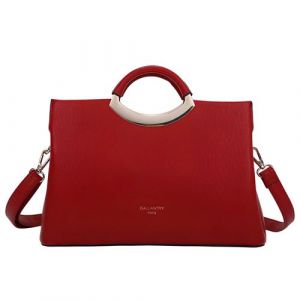 Image de Sac &agrave; Main pour Femme Effet Grain&eacute; avec Poign&eacute;e Rigide et Bandouli&egrave;re Amovible Gallantry Rouge