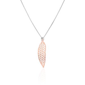 Cleor Collier en Or 375/1000 Bicolore en forme de Feuille