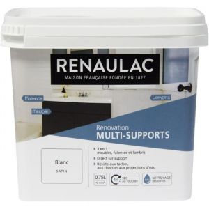 Image de Renaulac Peinture Rénovation Multisupports 3 en 1 Blanc - Satin - 0,75L - 9m² / pôt