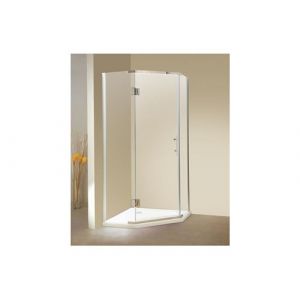 Paroi de douc d'angle porte battante receveur inclus ARDIA 90x185 cm Transparent, Blanc