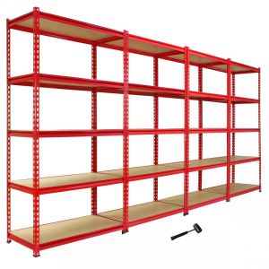 Monster shop Monster Racking Monster Racking - 4 Rayonnages Z-Rax en Acier Sans Boulons Rouges 90cm x 183cm x 45cm