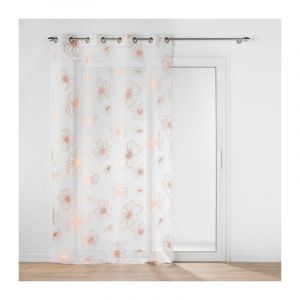 Douceur d'intérieur, Voilage à Oeillets (140 x 280 cm) Joyce Or Rose, Voile Sablé Imprimé Métallisé