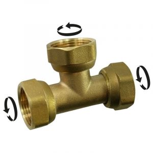 Comptoir de picardie Sans marque T&eacute; triple &agrave; visser laiton F 20 x 27 pour tube en cuivre