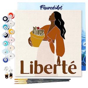 Figured'Art Mini Peinture par Numéro Adulte 20x20cm avec cadre Liberté - Petit Format Kit de Loisir Créatif DIY Numéro d'Art Complet