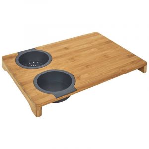 Altobuy - Planche &agrave; D&eacute;couper en Bois avec R&eacute;cipient et Egouttoir Int&eacute;gr&eacute;