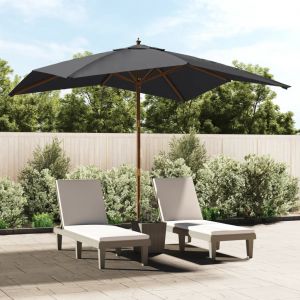 Image de VidaXL Parasol de jardin avec mât en bois noir 300x300x273 cm