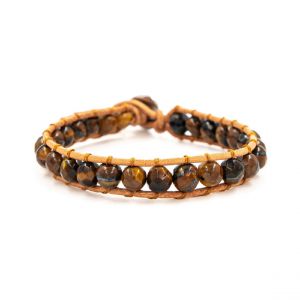 Bracelet Femme Sloya Oeil de tigre et cuir