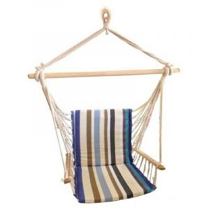 Hamac suspendu twist chaise ber&ccedil;ante 100 x 50 cm accoudoirs en bois