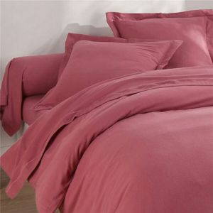 Drap plat en flanelle LAUREAT framboise