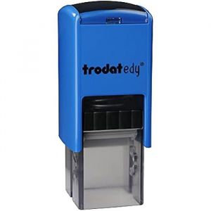 Trodat edy FIX Tampon de motivation pour enseignants et éducateurs, kit de tampons de motivation - 1 motif étoile Prima allemand, boîtier bleu, empreinte bleue, auto-encreur - 20 x 20 mm