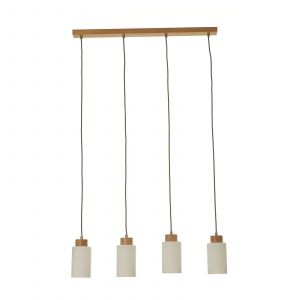 Image de Trevi Lampe Suspension 4 Têtes "Bosco" 74cm Chêne Huilé & Anthracite