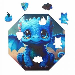 Puzzle en bois pour enfant - Série Hi, I'm Little - Diego Dragon - 29x29 cm - 46 éléments - Milliwood